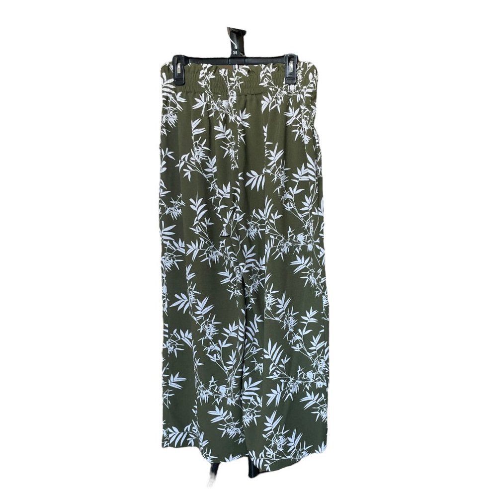 Worthington Olive and Cream Wide Leg Ankle cropped pants